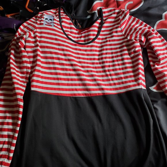 Deadly Dames Red & White Striped Hot Rod Honey Wiggle Dress, Size 2x GUC - Picture 7 of 11